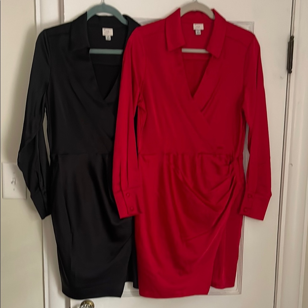 A New Day Bold Red or Black Faux Wrap Dress